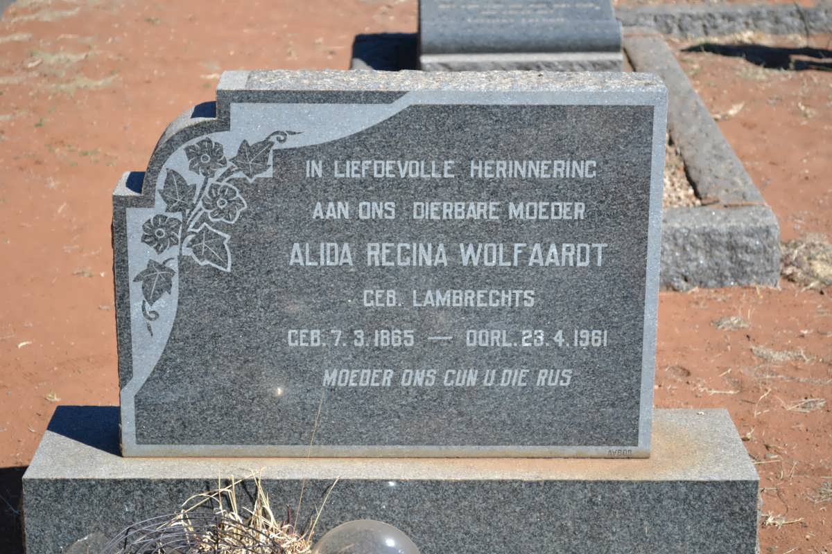 WOLFAARDT Alida Regina nee LAMBRECHTS 1865-1961