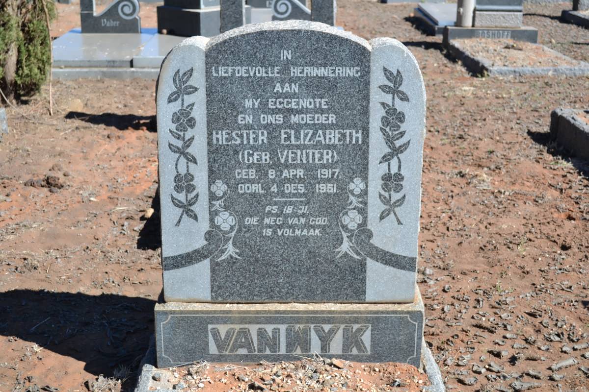 WYK Hester Elizabeth, van nee VENTER 1917-1951