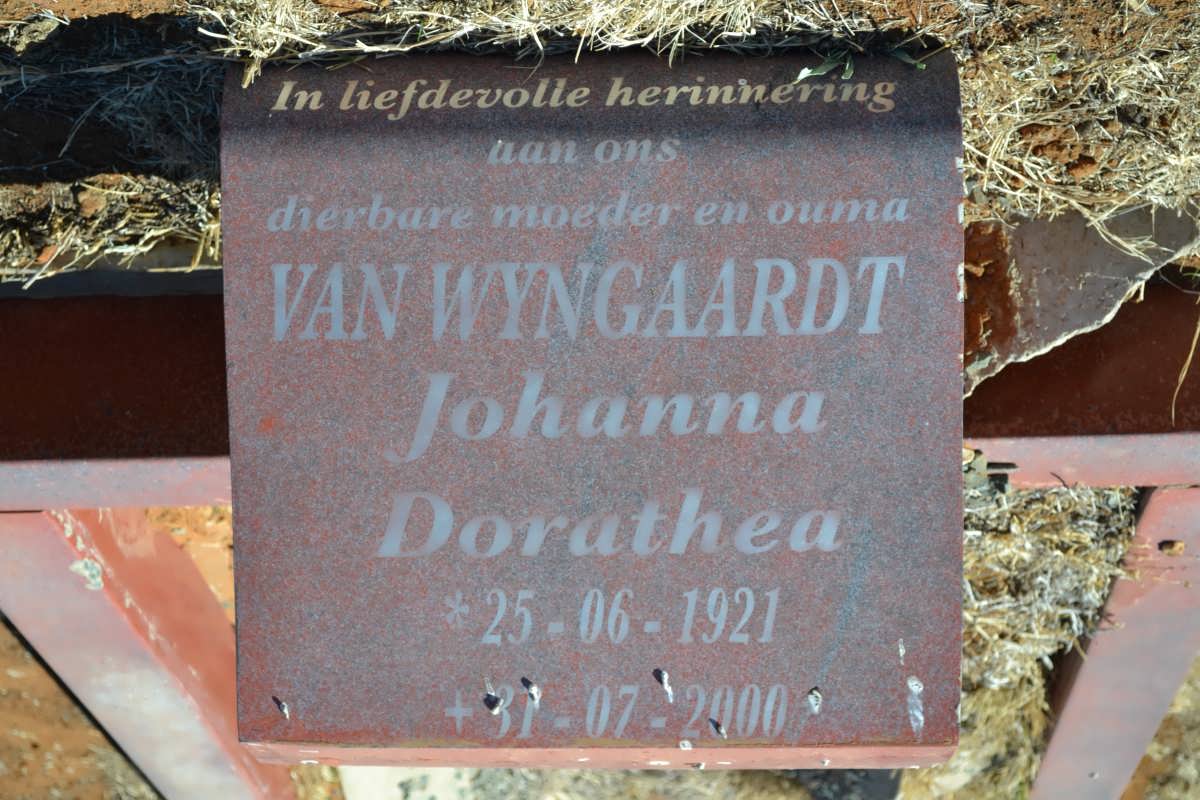 WYNGAARDT Johanna Dorathea, van 1921-2000