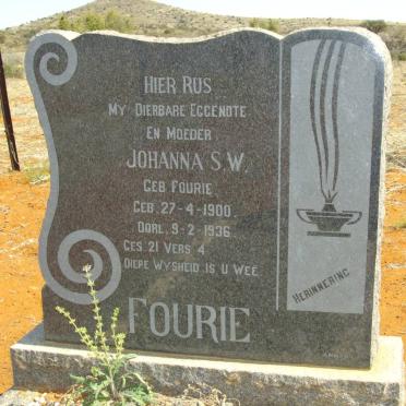 FOURIE Johanna S.W. nee FOURIE 1900-1936