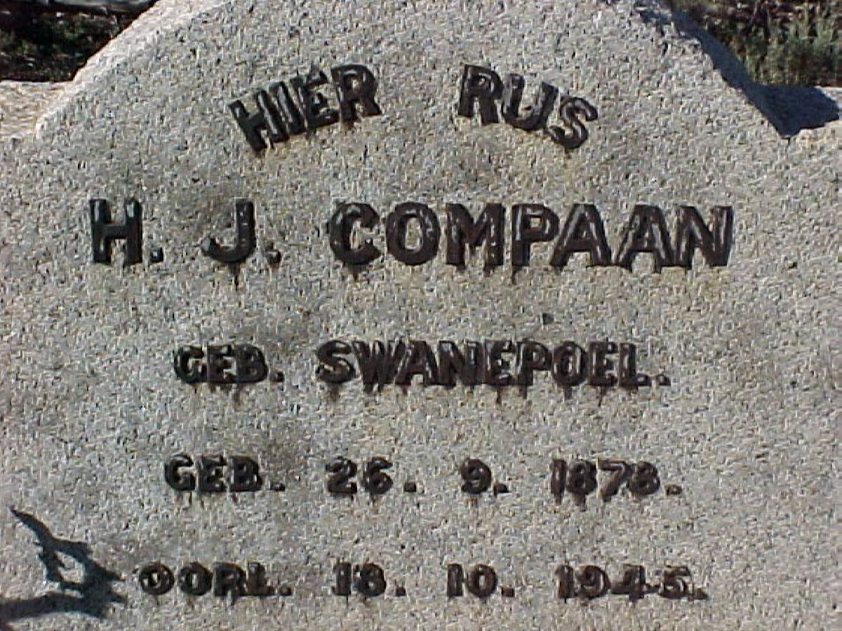 COMPAAN H.J. nee SWANEPOEL 1878-1945