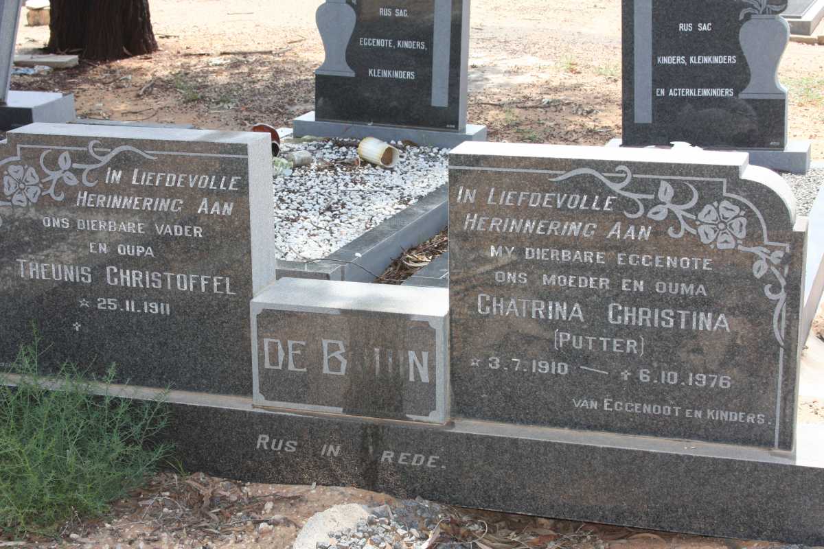BRUIN Theunis Christoffel, de 1911- &amp; Chatrina Christina PUTTER 1910-1976