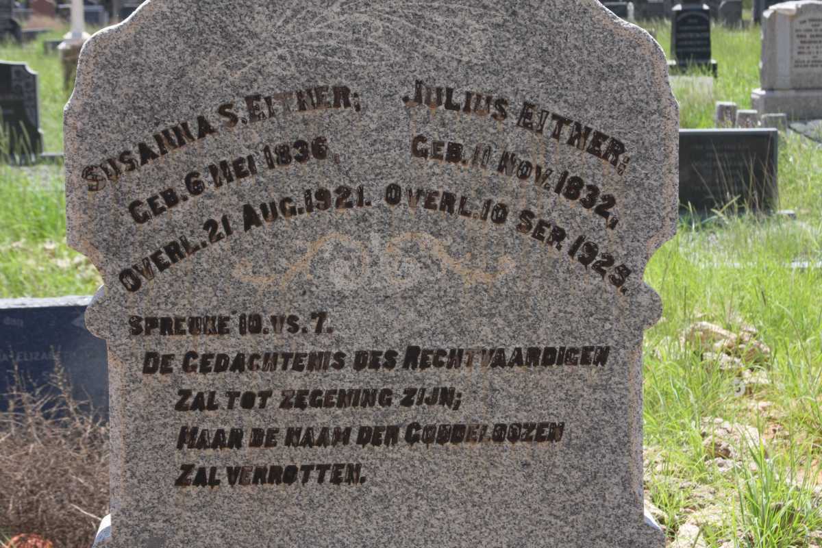 EITNER Julius 1832-1925 &amp; Susanna S. 1836-1921