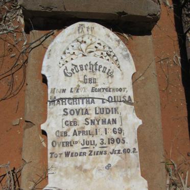 LUDIK Magritha Louisa Sovia nee SNYMAN 1869-1905