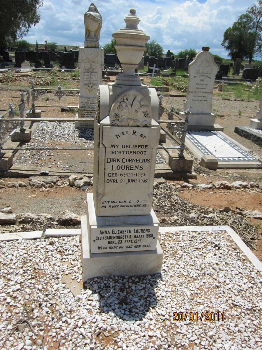 LOURENS Dirk Cornelius 1856-1927 &amp; Anna Elizabeth BADENHORST 1860-1941
