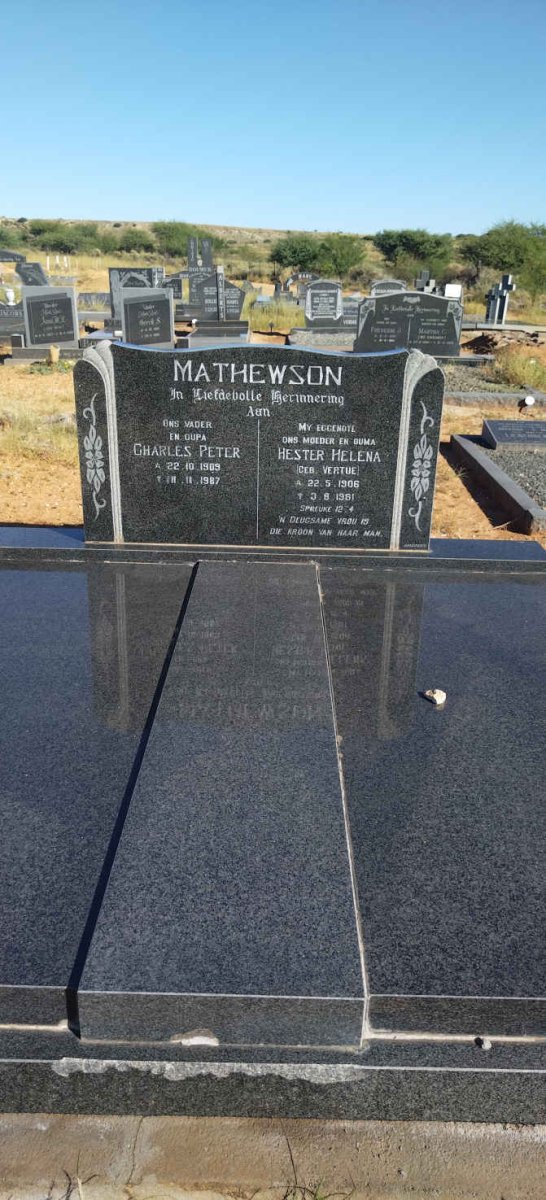 MATHEWSON Charles Peter 1909-1987 & Hester Helena VERTUE 1906-1981