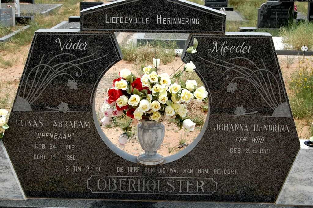 OBERHOLSTER Lukas Abraham 1915-1990 &amp; Johanna Hendrina WIID 1918-