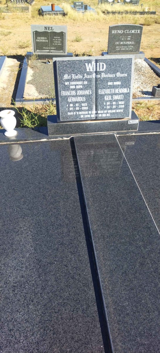 WIID Francois Johannes Gerhardus 1923-2003 & Elizabeth Hendrika SWART 1932-2018