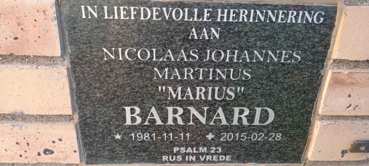 BARNARD Nicolaas Johannes Martinus 1981-2015