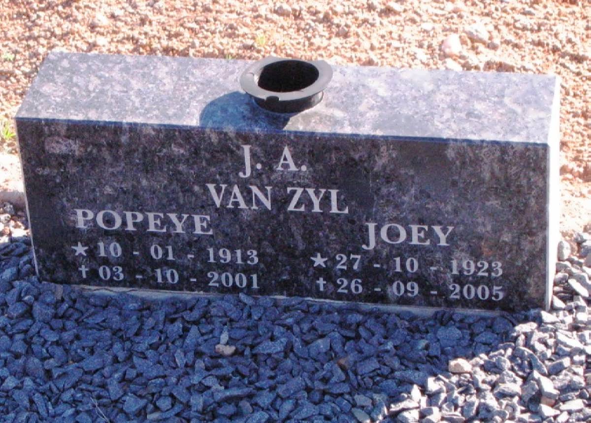 ZYL J.A., van 1913-2001 &amp; Joey 1923-2005