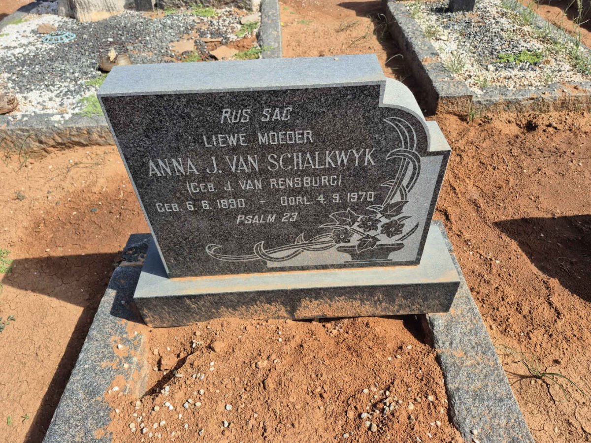 SCHALKWYK Anna J., van nee J. VAN RENSBURG 1890-1970  
