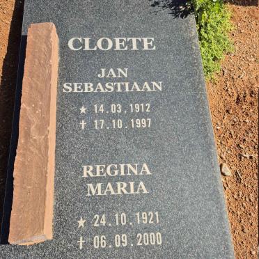 CLOETE Jan Sebastiaan 1912-1997 & Regina Maria 1921-2000