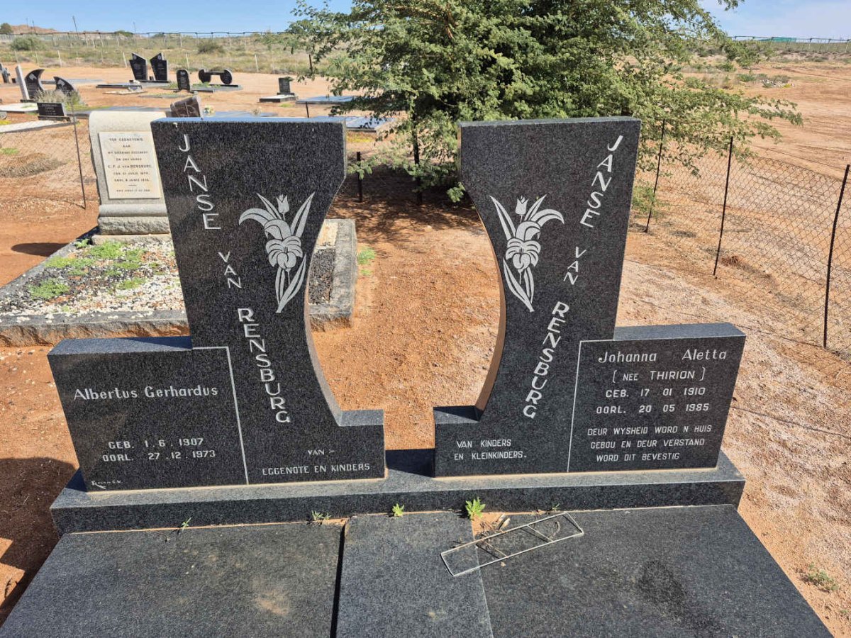 RENSBURG Albertus Gerhardus, Janse van 1907-1973 & Johanna Aletta THIRION 1910-1985