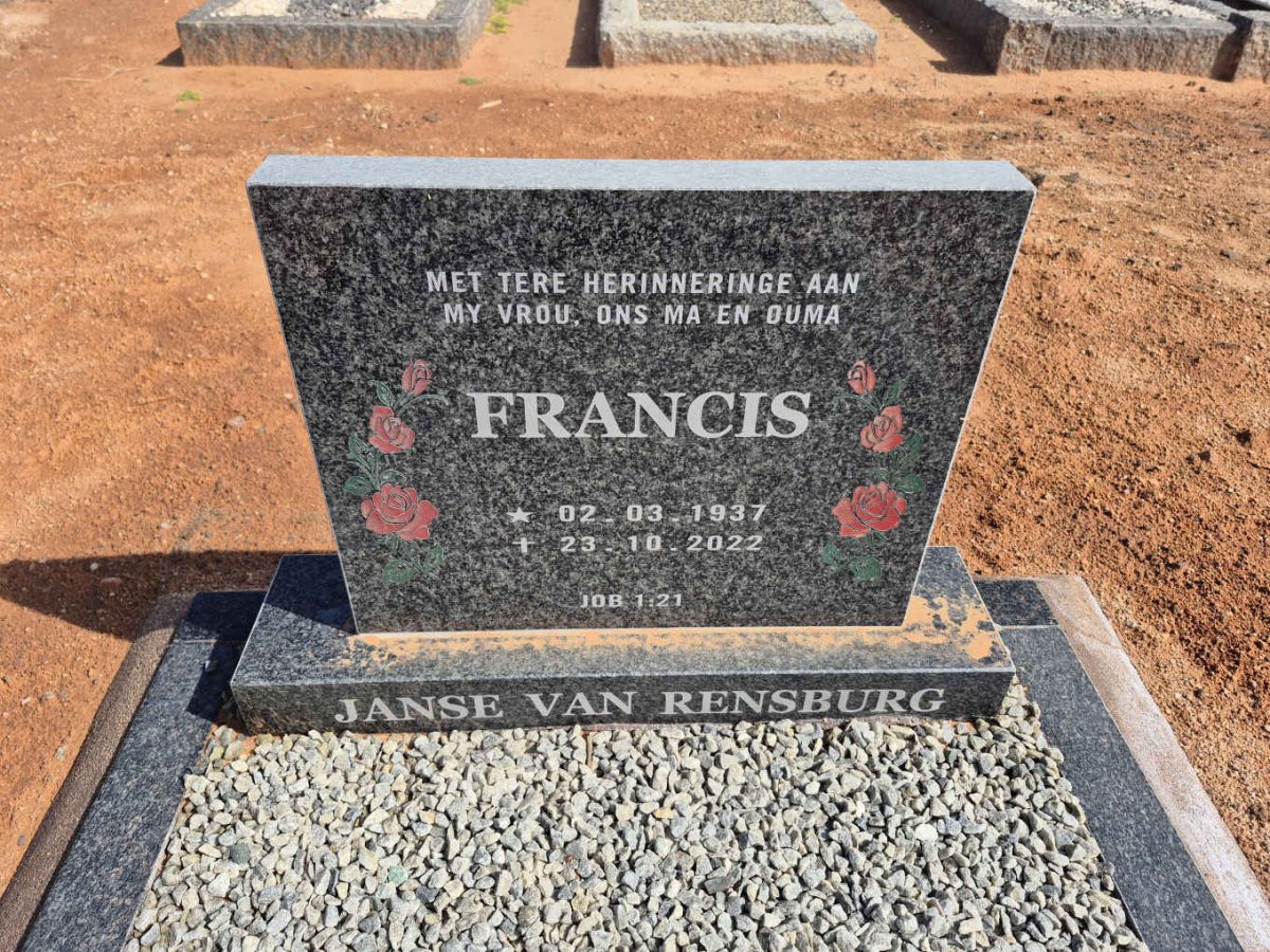 RENSBURG Francis, Janse van 1937-2022