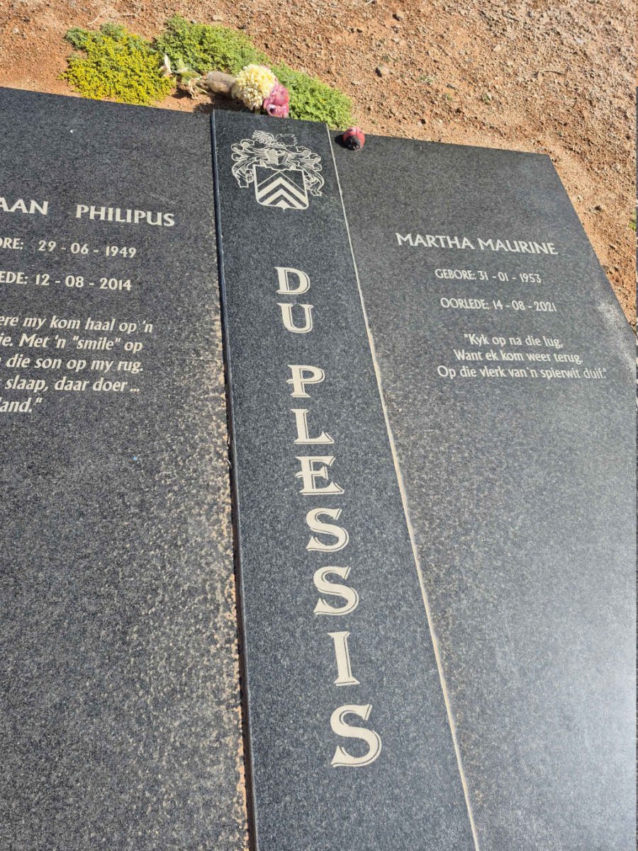 PLESSIS Adriaan Philipus, du 1949-2014 & Martha Maurine 1953-2021_1