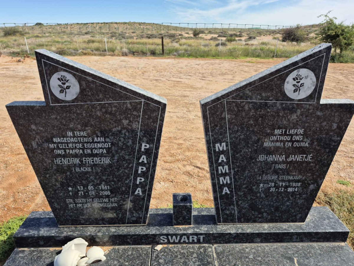 SWART Hendrik Frederik 1941-2005 & Johanna Janetje STEENKAMP 1938-2014
