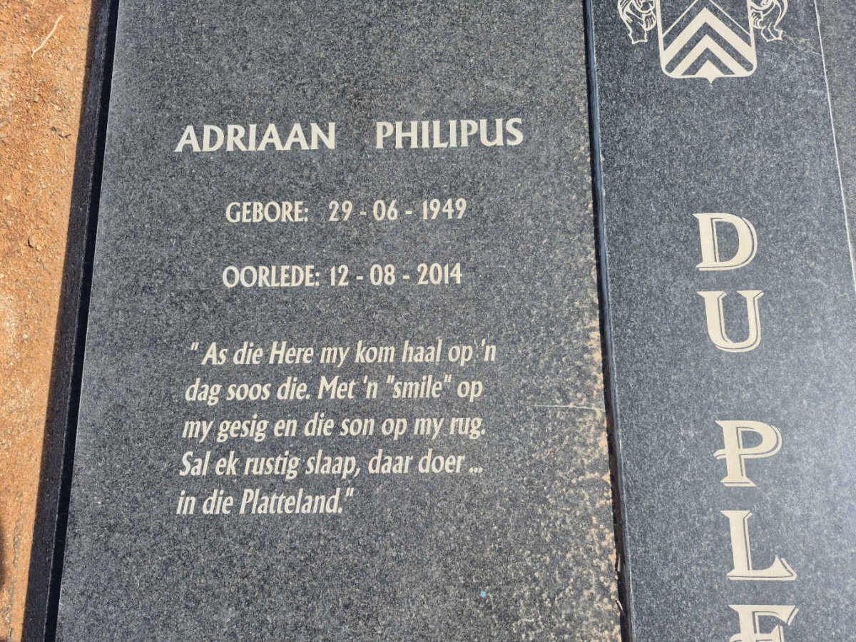 PLESSIS Adriaan Philipus, du 1949-2014 & Martha Maurine 1953-2021_2