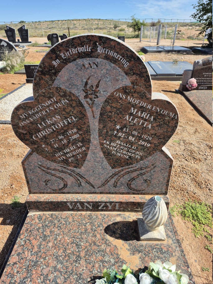 ZYL Lukas Christoffel, van 1930-2000 & Maria Aletta 1929-2019 