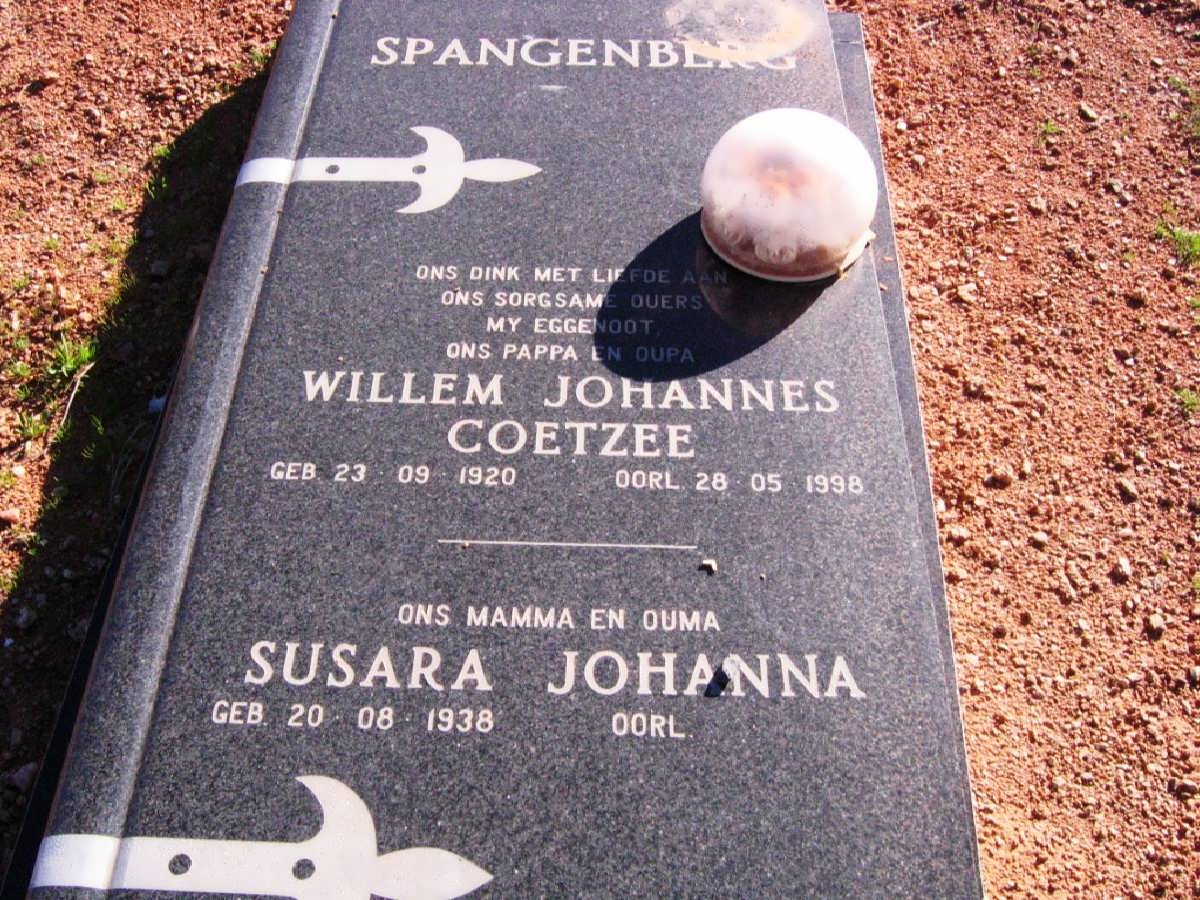SPANGENBERG Willem Johannes Coetzee 1920-1998 &amp; Susara Johanna 1938-