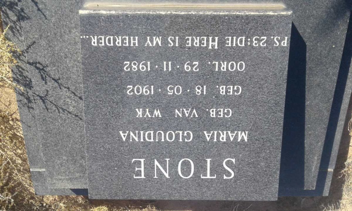 STONE Maria Gloudina nee VAN WYK 1902-1982