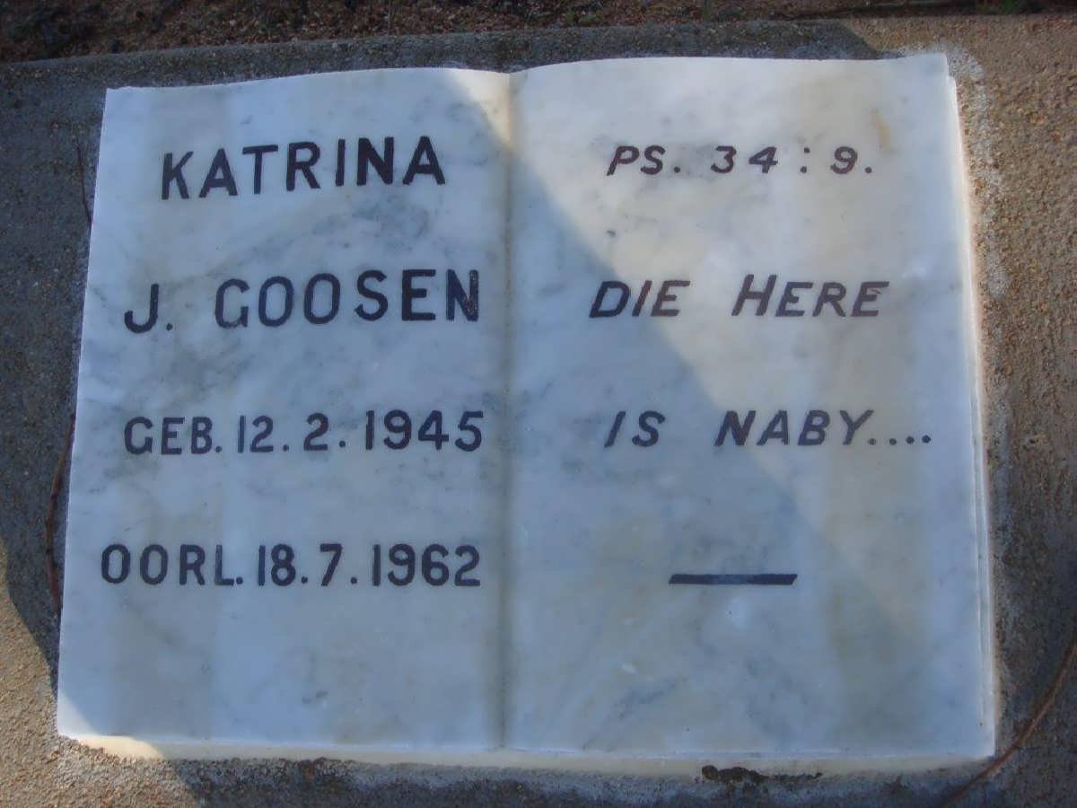 GOOSEN Katrina J. 1945-1962