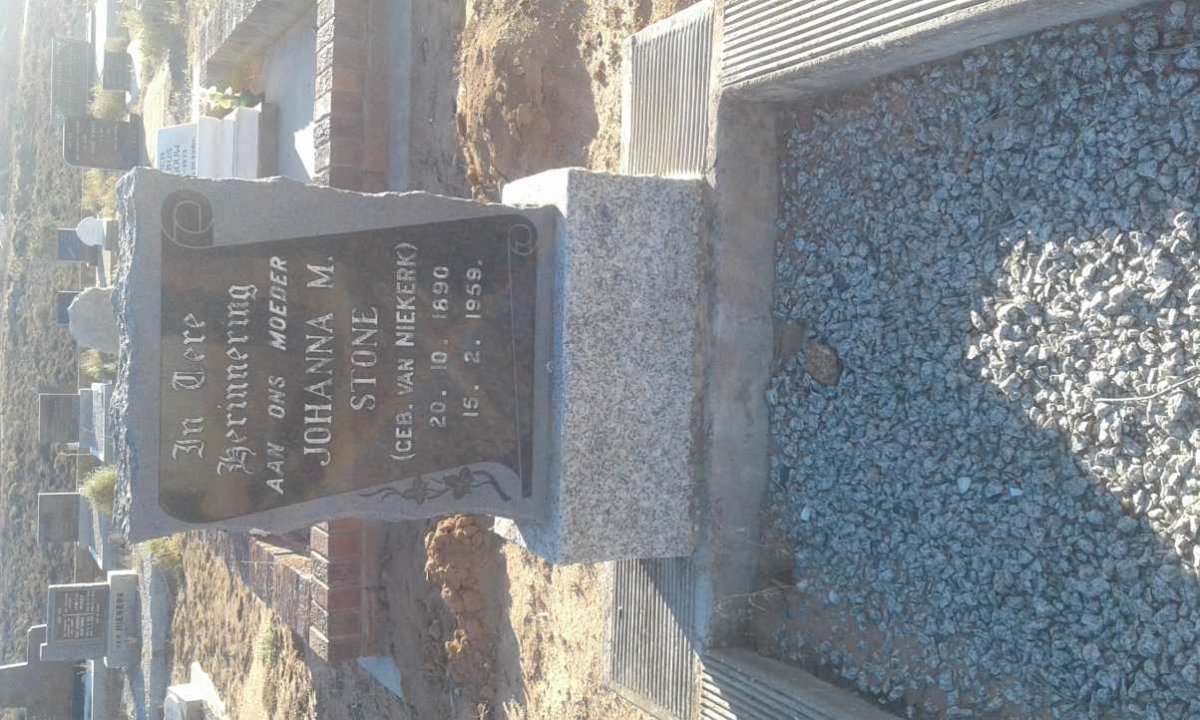 STONE Johanna M. nee VAN NIEKERK 1890-1959