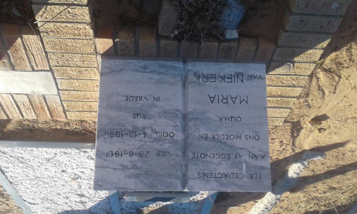 NIEKERK Willie, van 1905-1999 &amp; Maria 1947-1994