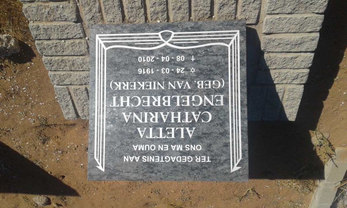 ENGELBRECHT Aletta Catharina nee VAN NIEKERK 1916-2010