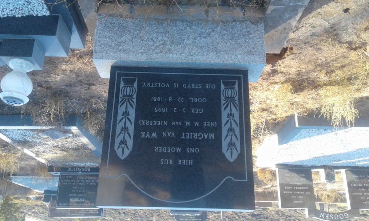 WYK M.M., van nee VAN NIEKERK 1895-1981