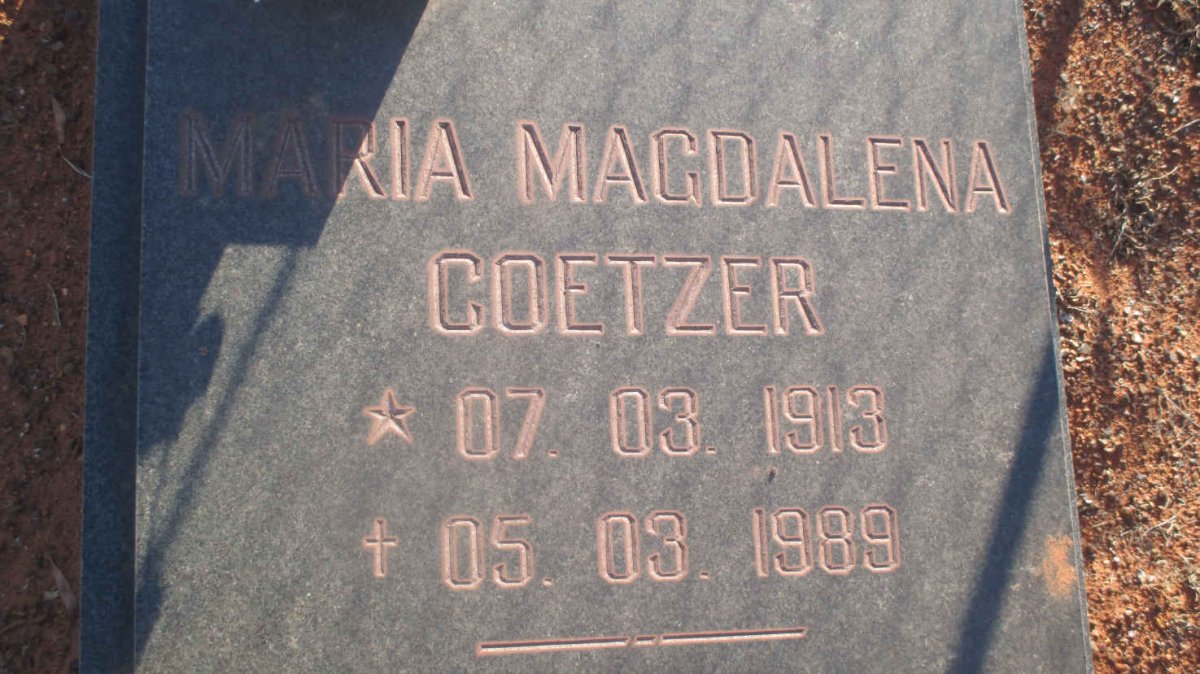 COETZER Maria Magdalena 1913-1989