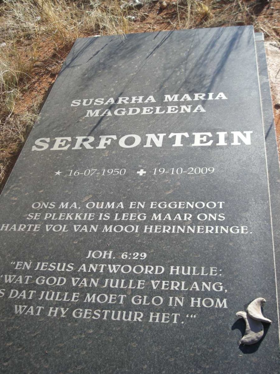 SERFONTEIN Susarha Maria Magdelena 1950-2009