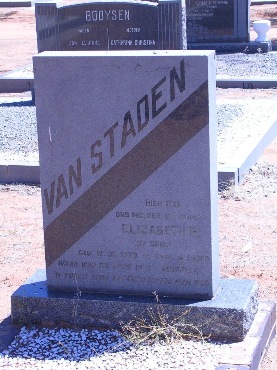 STADEN Elizabeth R., van geb. GREEF 1879-1968