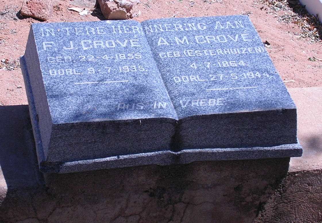 GROVE F.J. 1855-1935 &amp; A.M. ESTERHUIZEN 1864-1944