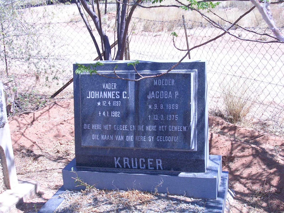 KRUGER Johannes C. 1897-1982 &amp; Jacoba P. 1889-1975