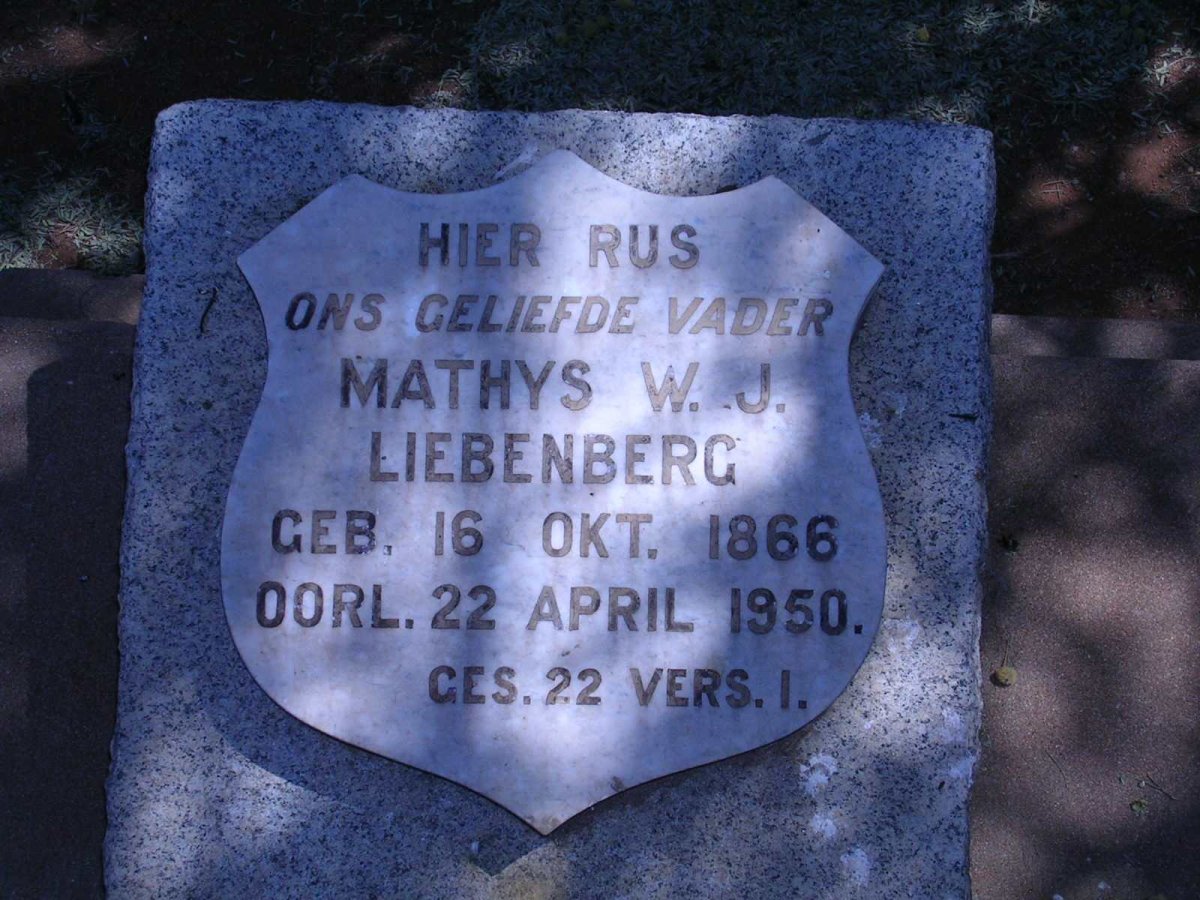 LIEBENBERG Mathys W.J. 1866-1950