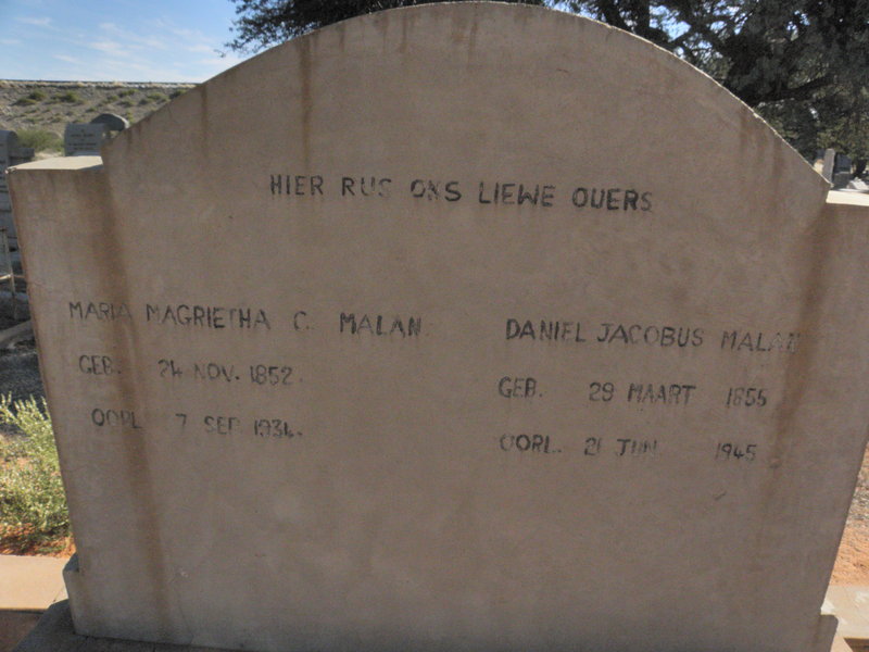 MALAN Daniel Jacobus 1855-1945 &amp; Maria Magrietha C. 1852-1934
