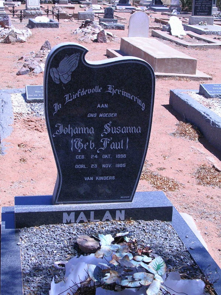 MALAN Johanna Susanna geb. FAUL 1896-1985