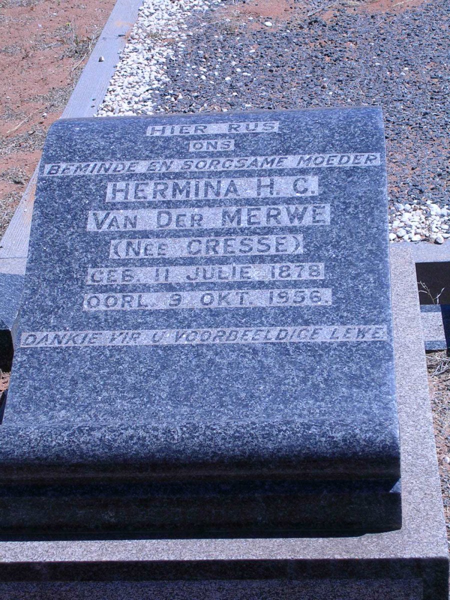 MERWE Hermina H.C., van der nee GRESSE 1878-1956