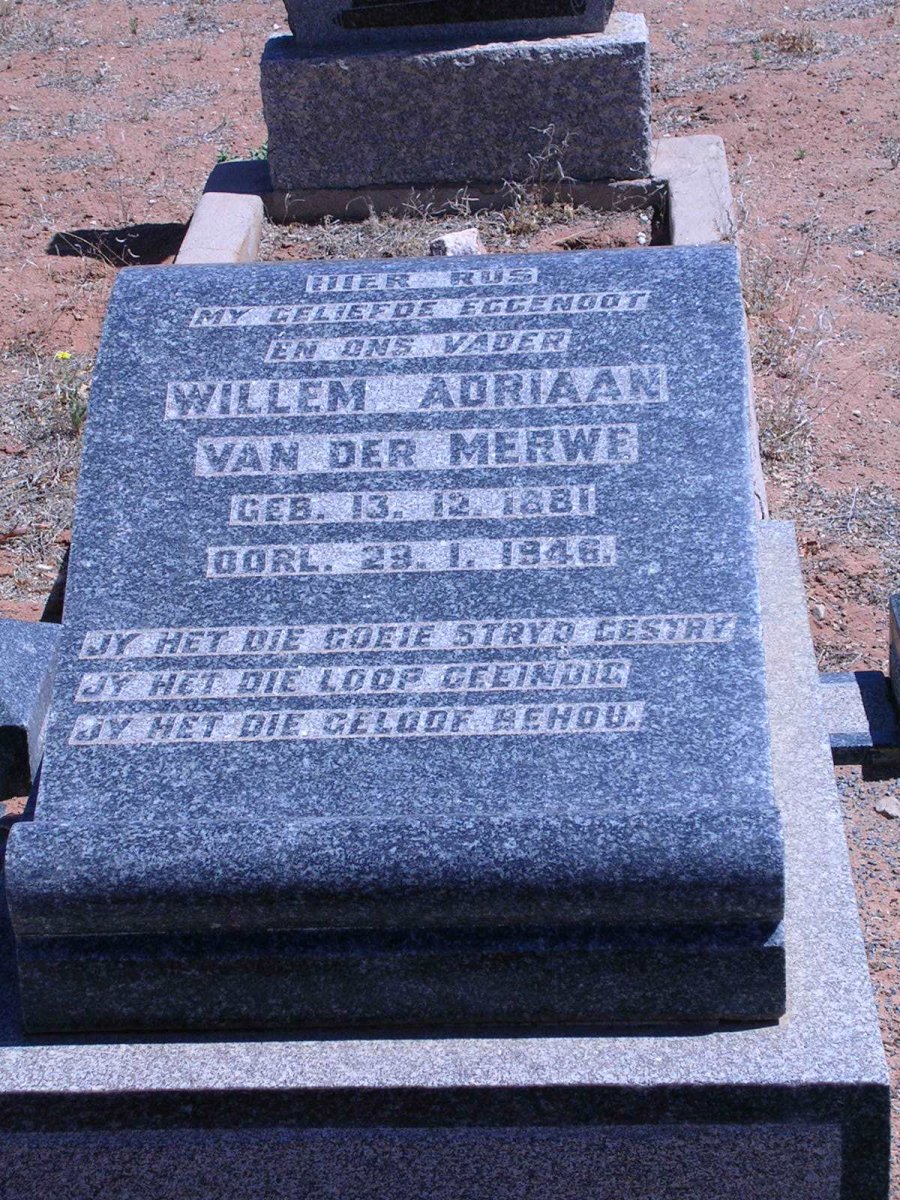 MERWE Willem Adriaan, van der 1881-1946