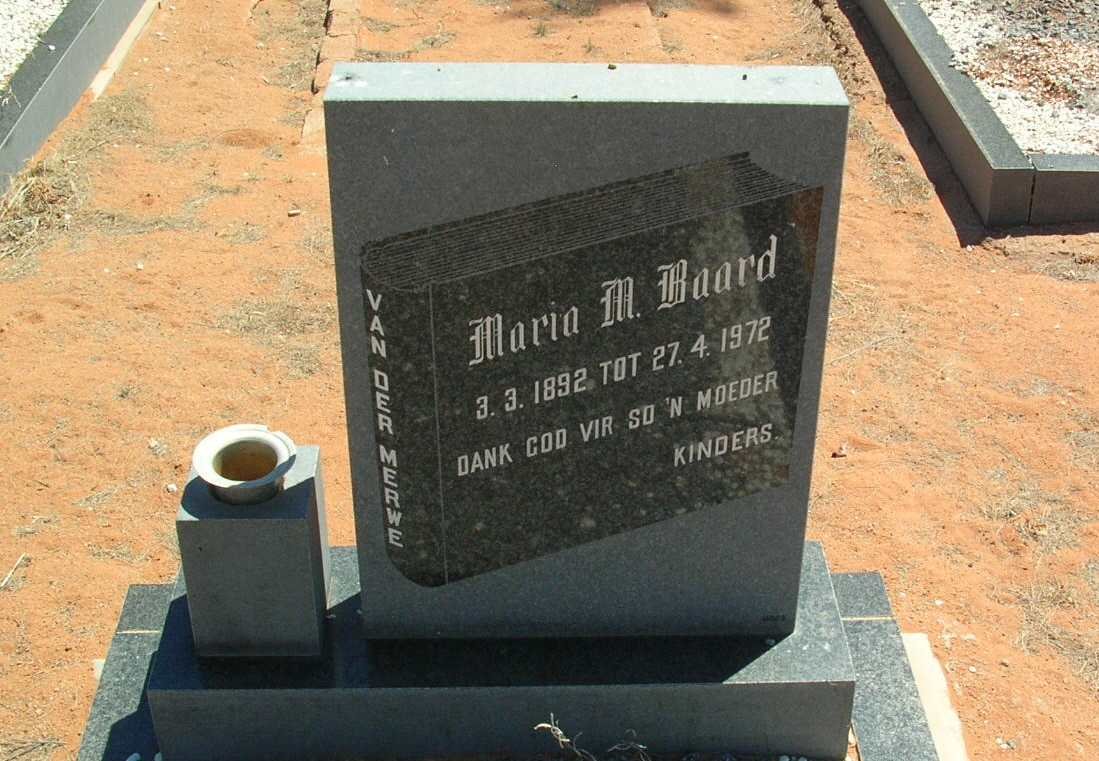 MERWE Maria M. Baard, van der 1892-1972