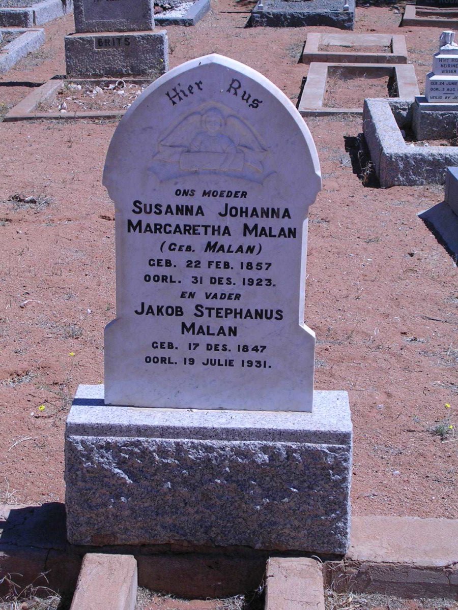 MALAN Jakob Stephanus 1847-1931 &amp; Susanna Johanna Margaretha MALAN 1857-1923