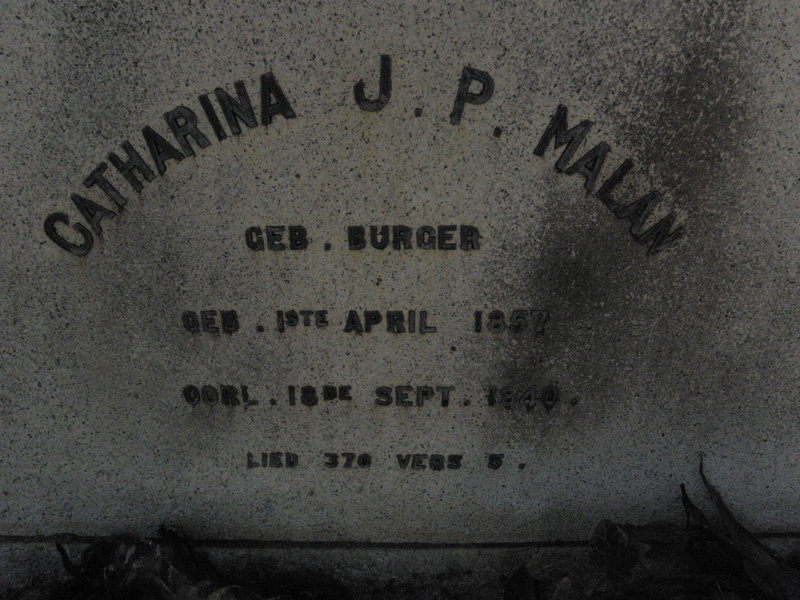 MALAN Catharina J.P. nee BURGER 1857-1940
