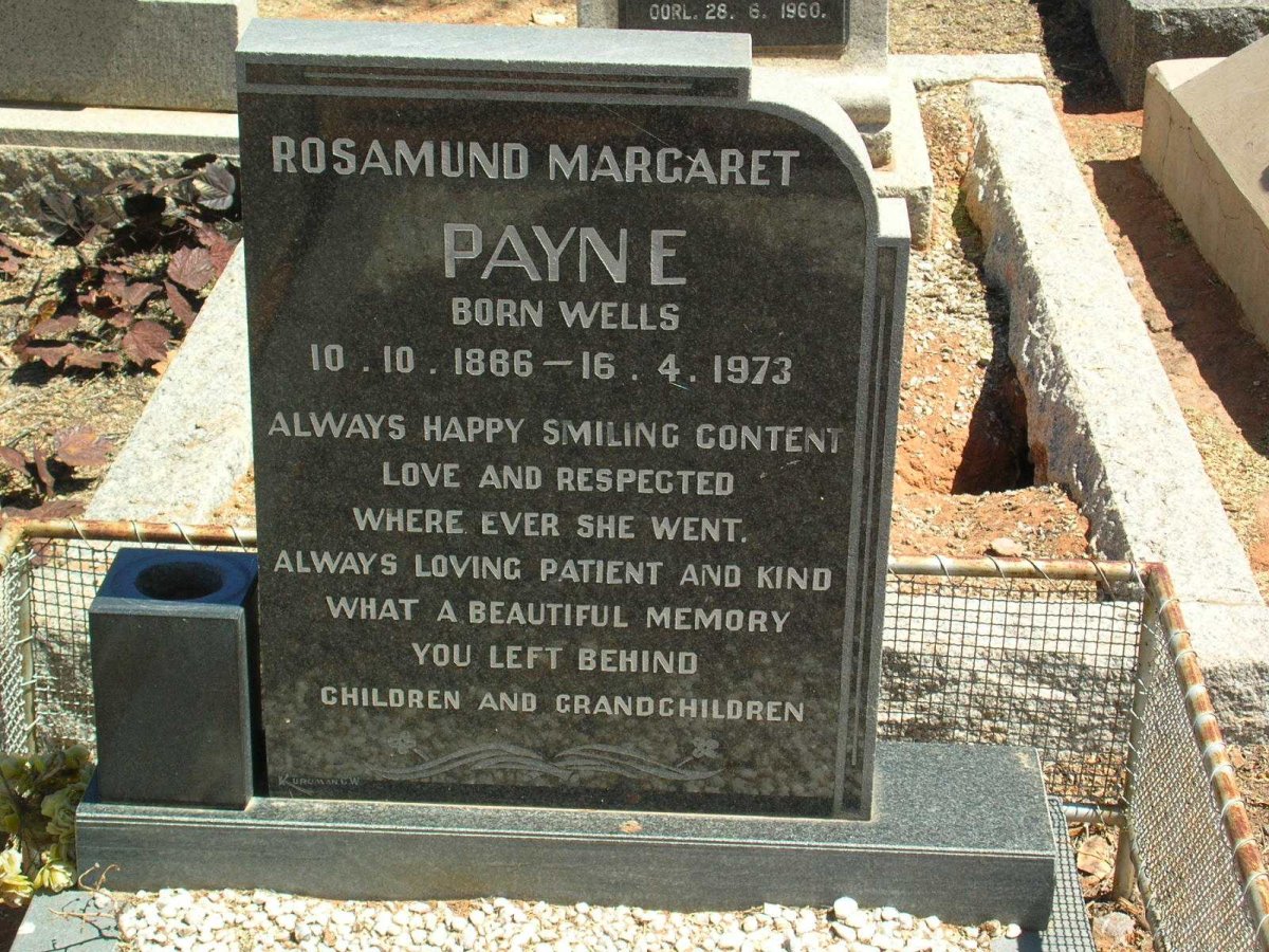 PAYNE Rosamund Margaret geb.WELLS 1866-1973