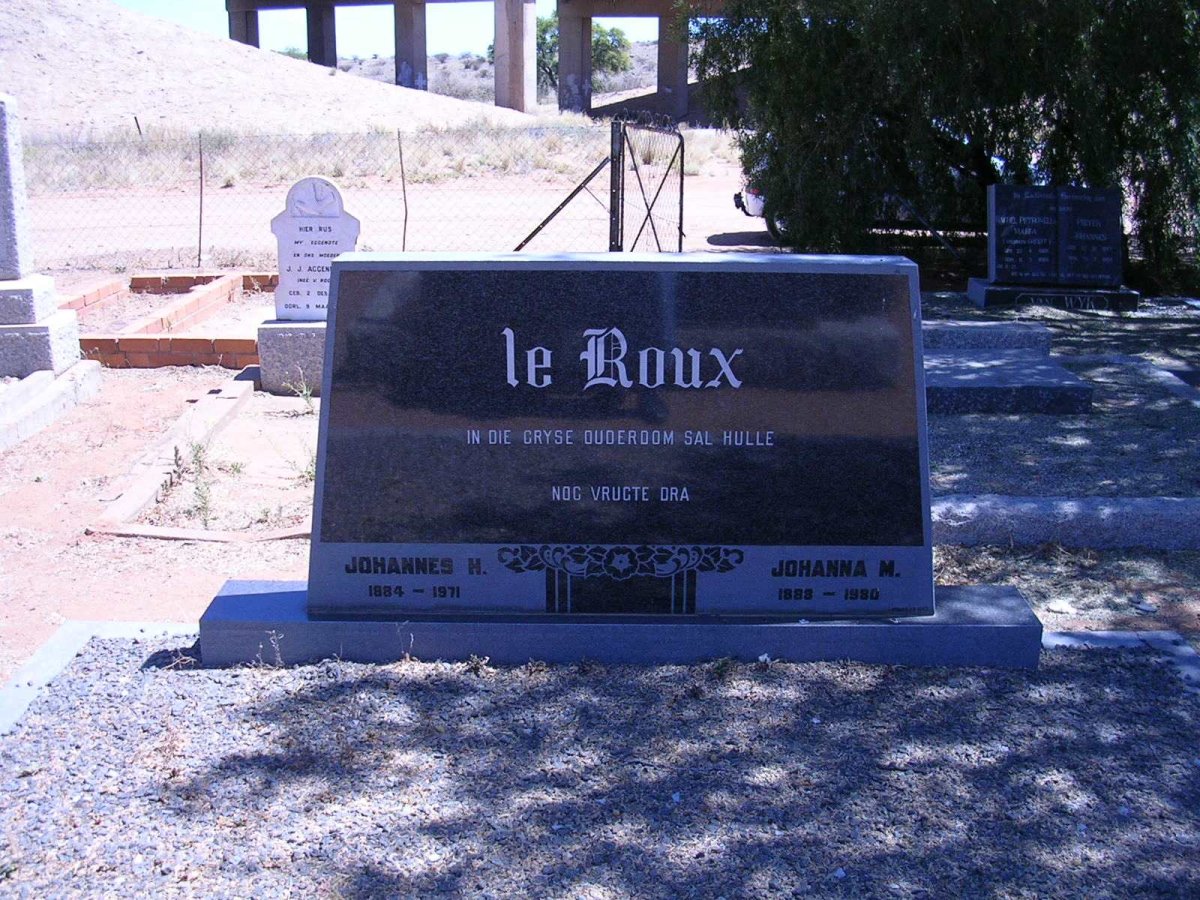 ROUX Johannes H., le  1884-1971 &amp; Johanna M. 1888-1980