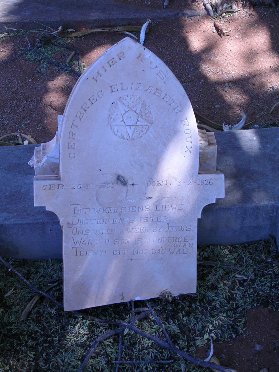 ROUX Gertbreg Elizabeth 1905-1926