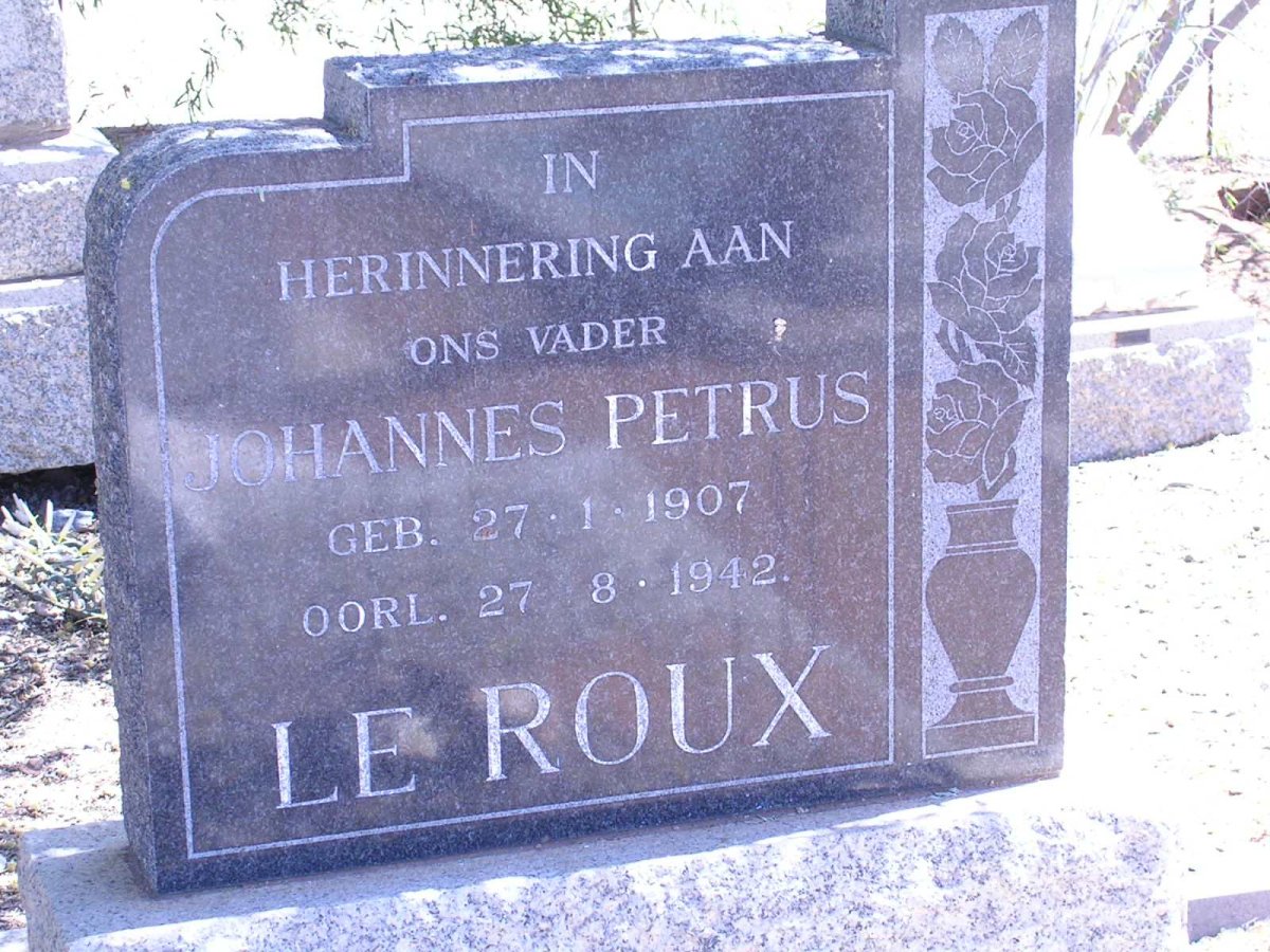 ROUX Johannes Petrus, le 1907-1942