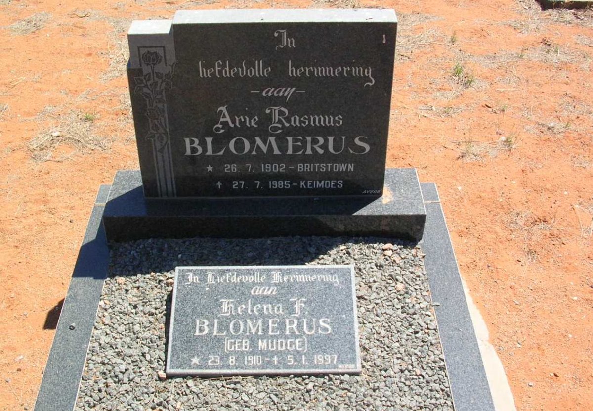 BLOMERUS Arie Rasmus 1902-1985 &amp; Helena F. MUDGE 1910-1997