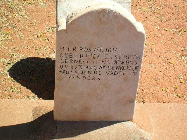 ETSEBETH Ria Gebtruida geb. NEETHLING 1872-1920