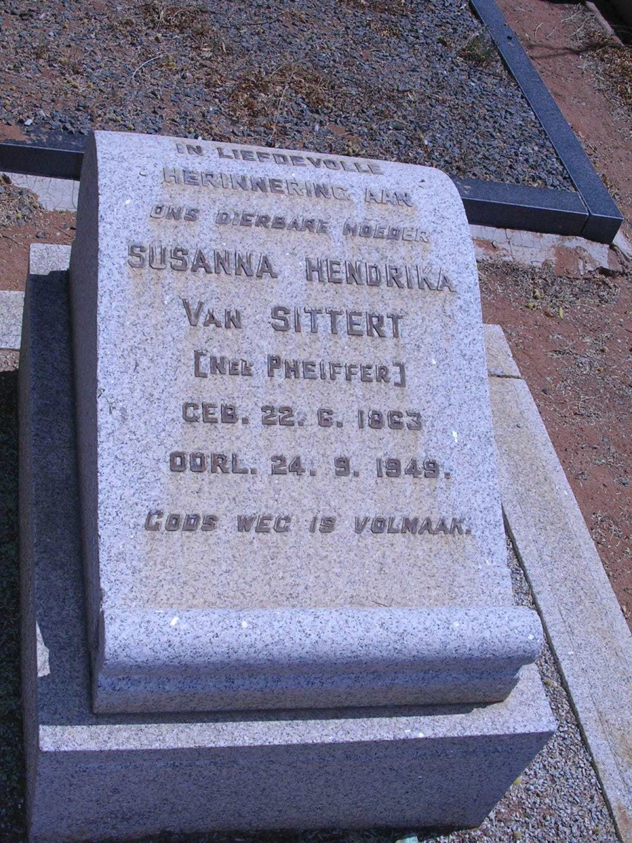 SITTERT Susanna Hendrika, van geb. PHEIFFER 1863-1949