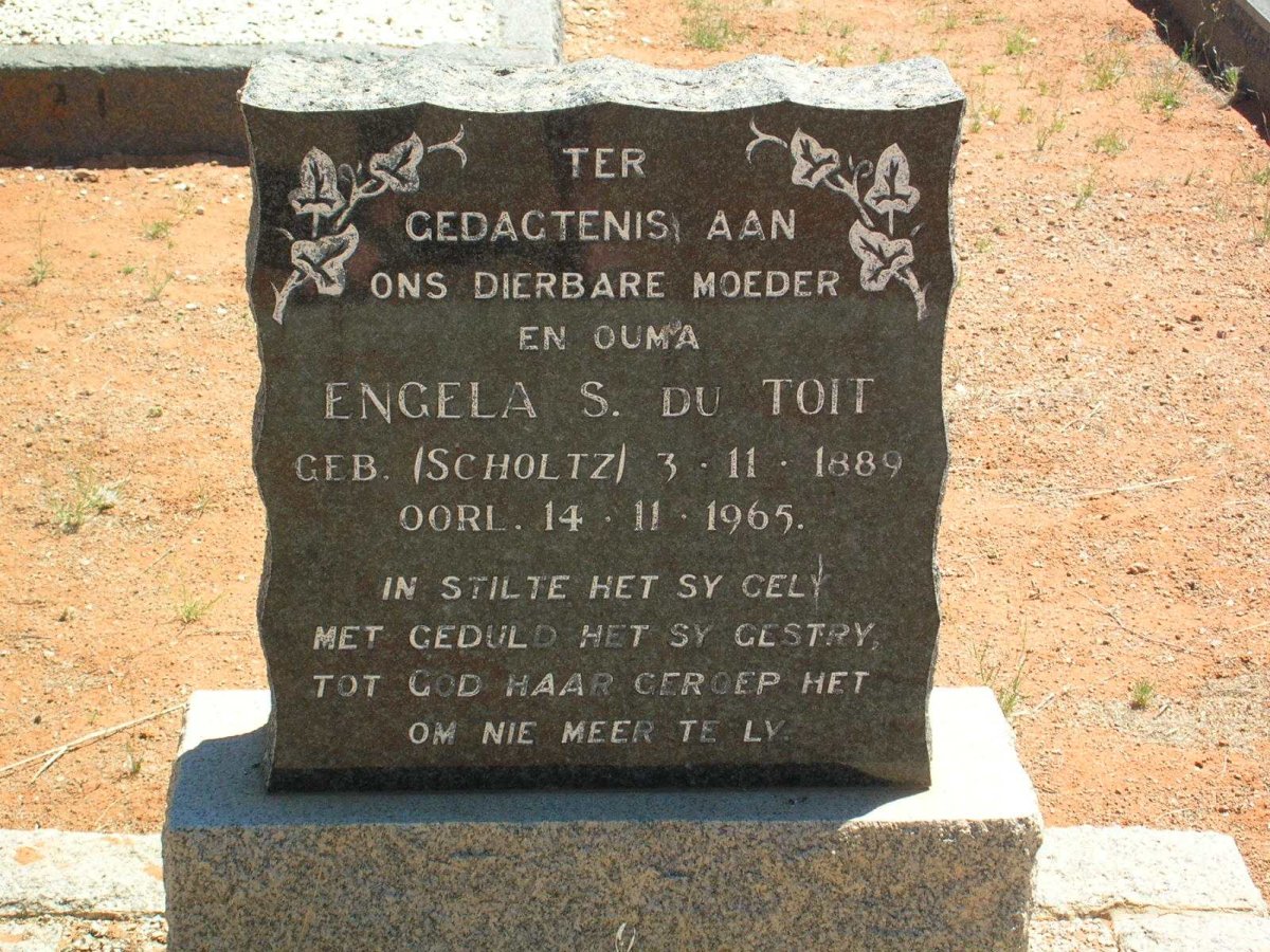 TOIT Engela S., du geb. SCHOLTZ 1889-1965